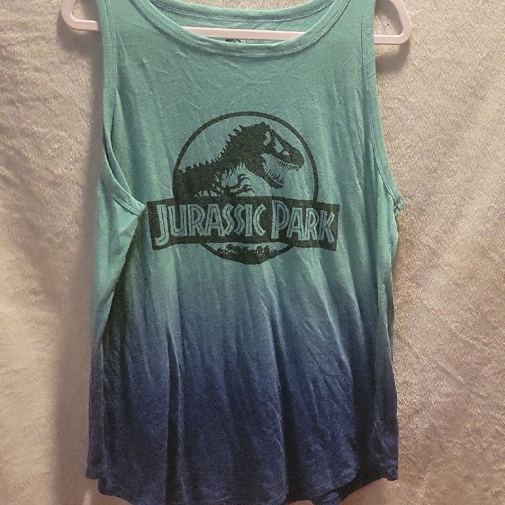 Torrid Blue and Green Tank Top Gradient Design With Jurassic Park Graphic